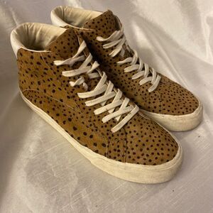Madewell Cheetah Print Calf Hair Womens 9 Hightop Sneakers Shoes Brown Black